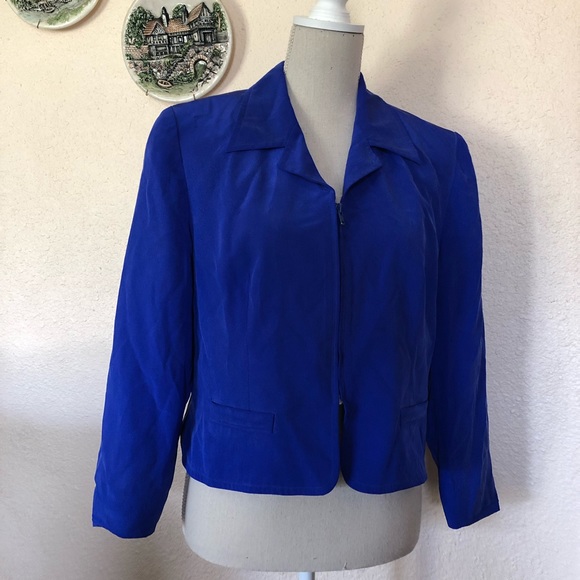 SHOMI PETITIES 100% Silk Blazer, size 14P - Picture 1 of 7